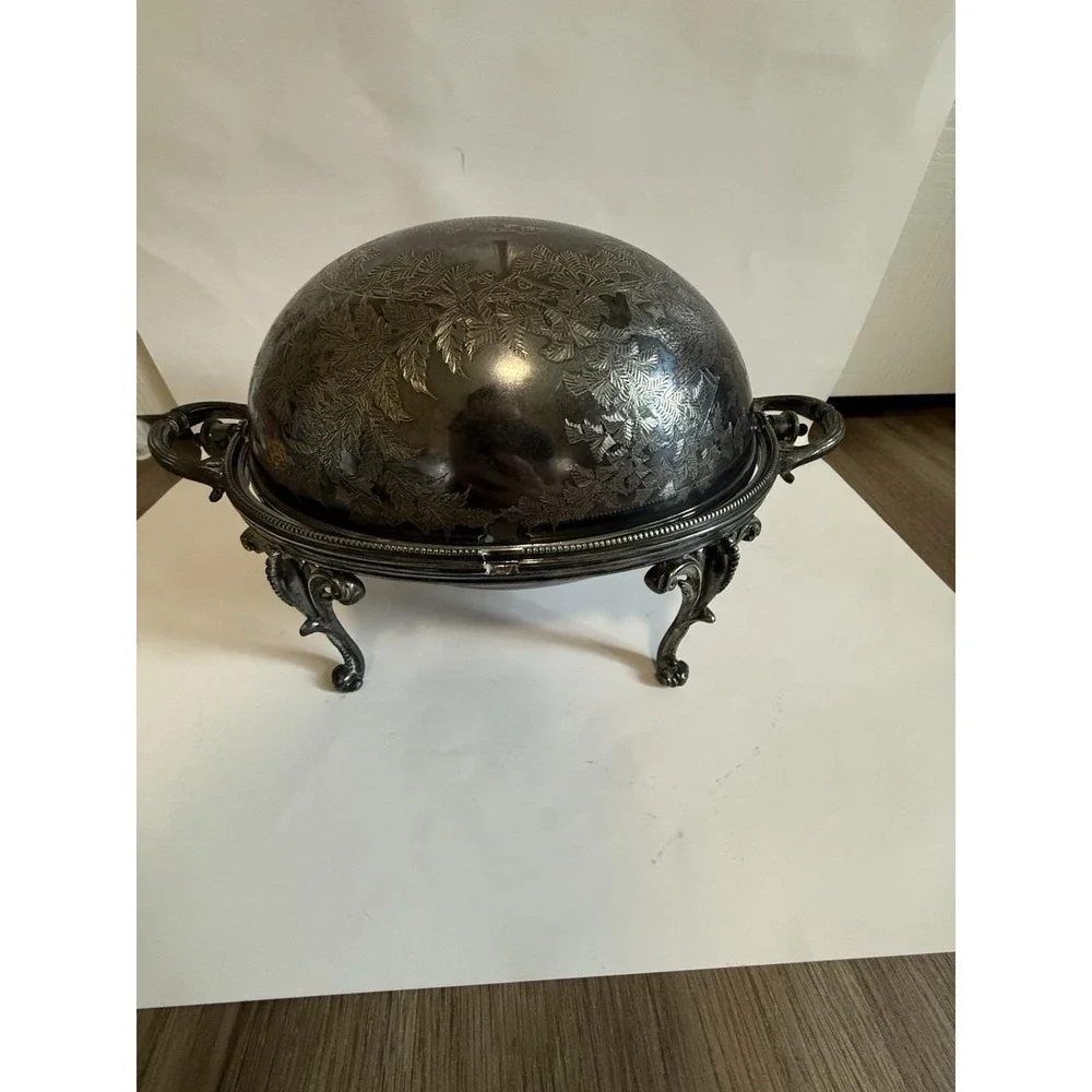ANTIQUE WALKER & HALL SHEFFIELD SILVER PLATE TOP WARMER SERVER ENGLAND